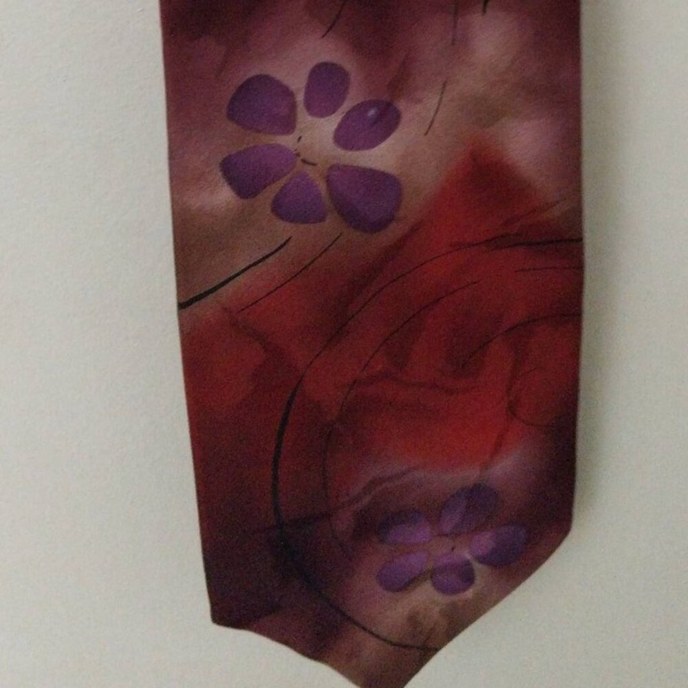 Jerry Garcia Limited Edition 2004 Silk Tie Snail Garden Deep Red and Plum